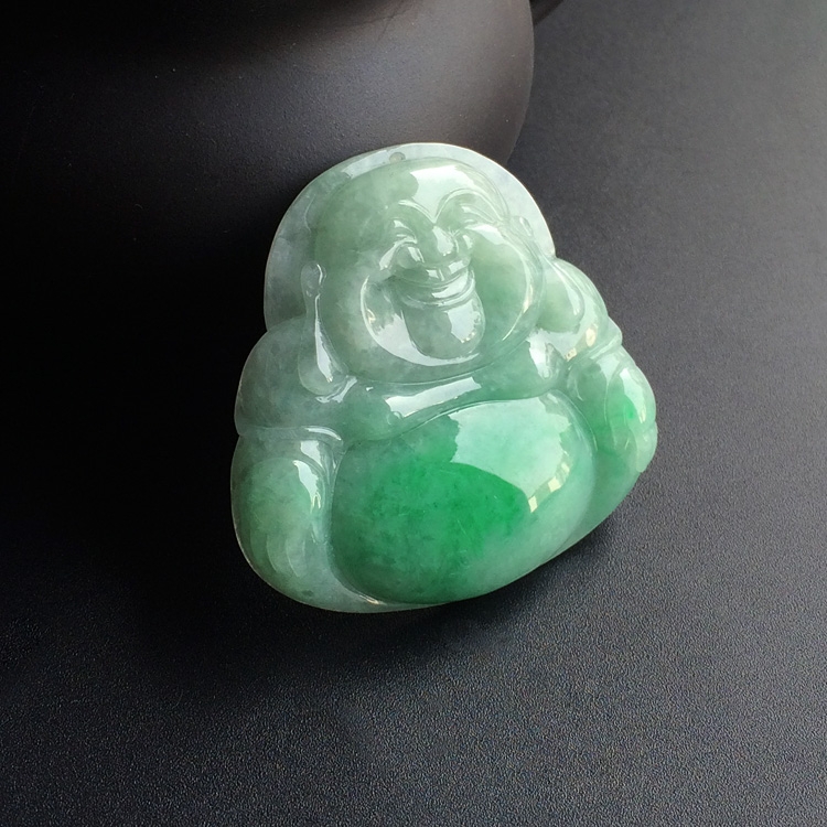 (超值推荐)糯冰种飘翠玉佛挂件