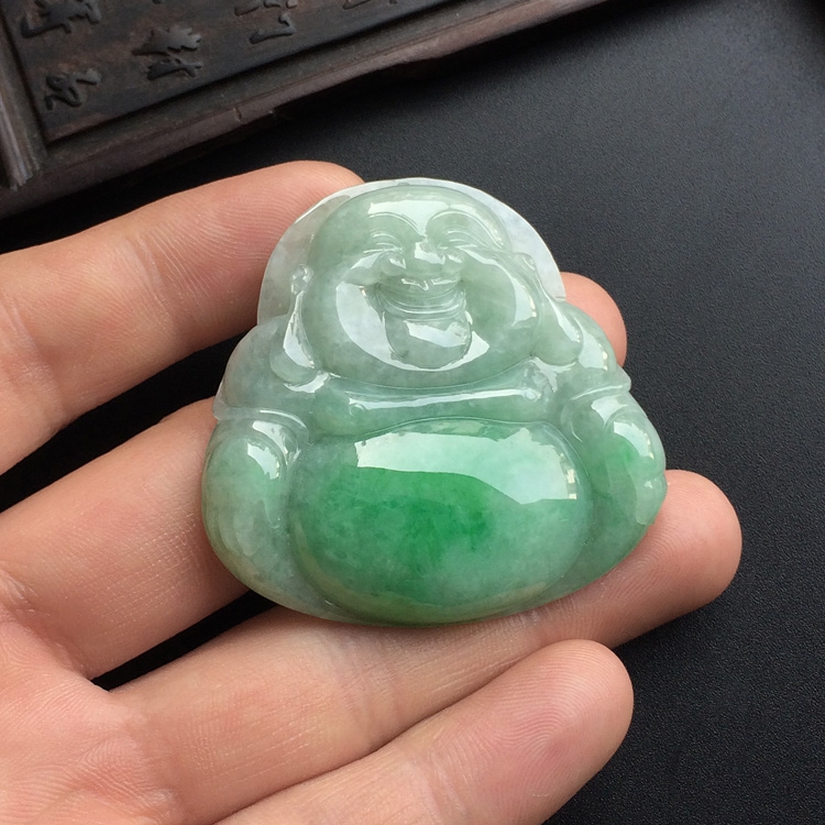 (超值推荐)糯冰种飘翠玉佛挂件