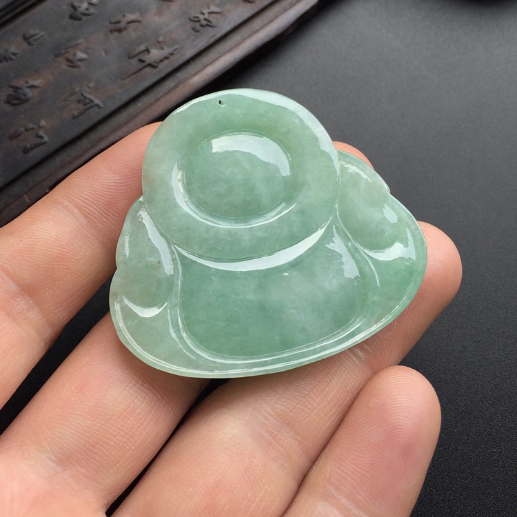 (超值推荐)糯冰种豆色玉佛挂件