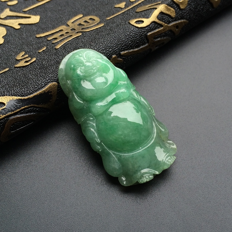 （超值推荐）糯冰种豆色站佛挂件