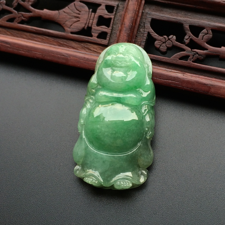 （超值推荐）糯冰种豆色站佛挂件