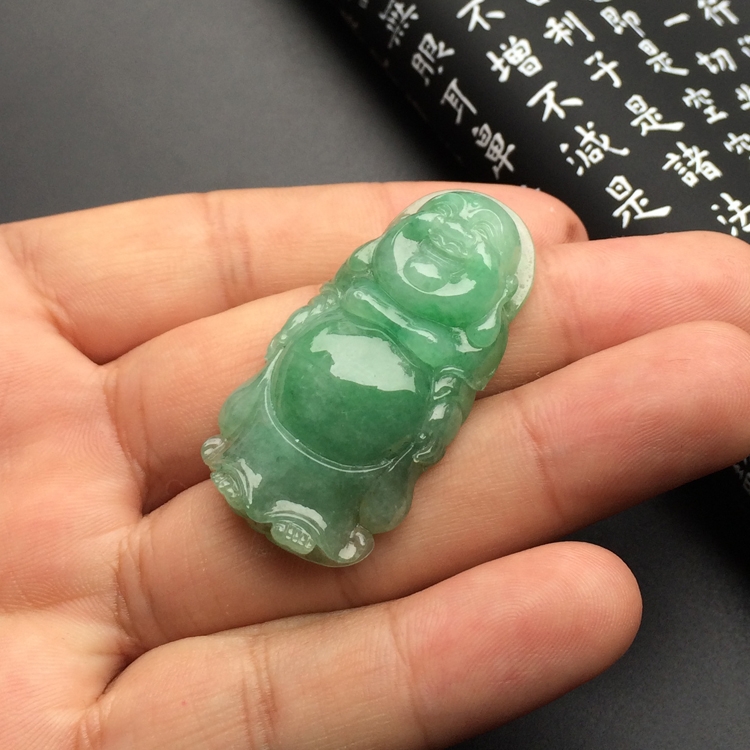 （超值推荐）糯冰种豆色站佛挂件