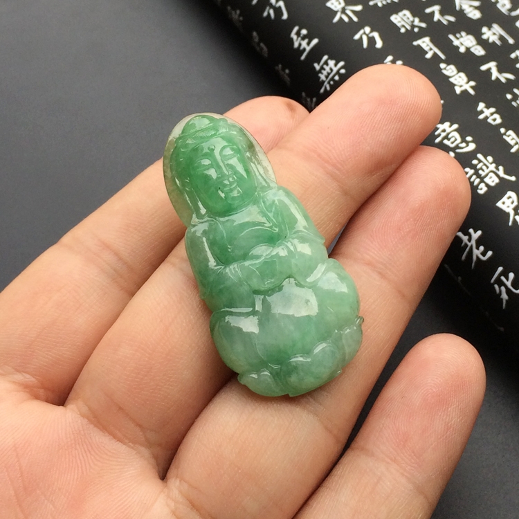 （一口价扫货）糯冰种豆色观音挂件