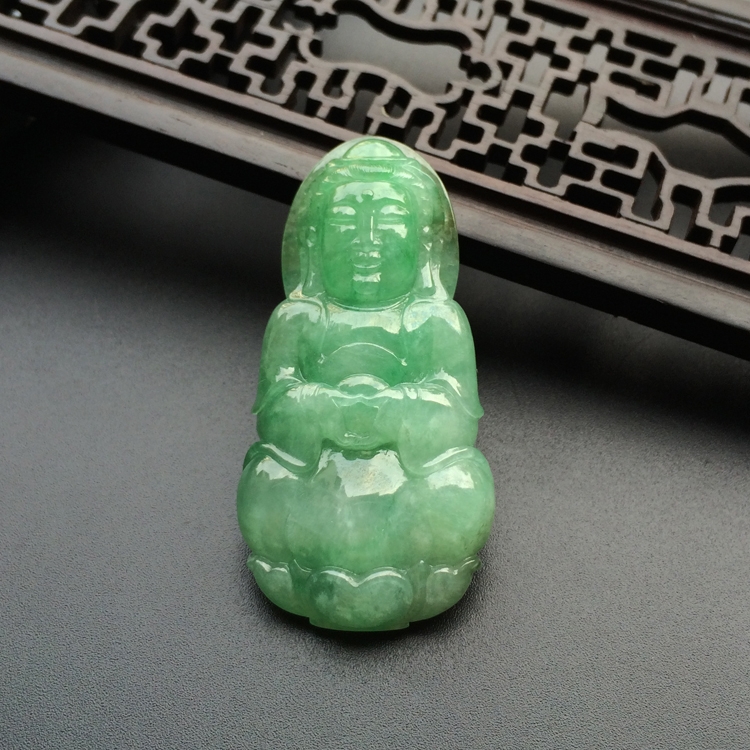 （一口价扫货）糯冰种豆色观音挂件
