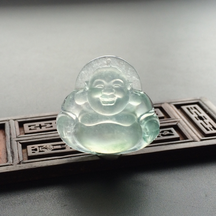 (超值推荐)冰种略飘花玉佛挂件