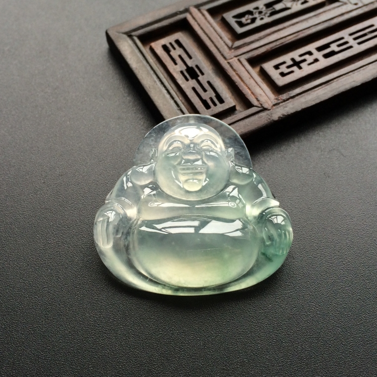 (超值推荐)冰种略飘花玉佛挂件