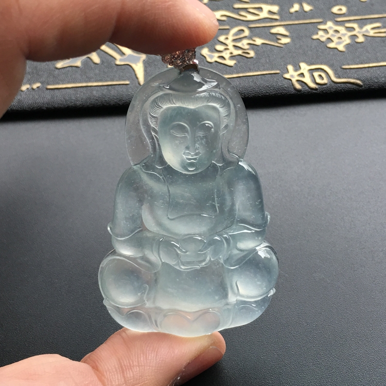 (超值推荐)冰玻种淡晴水观音挂件