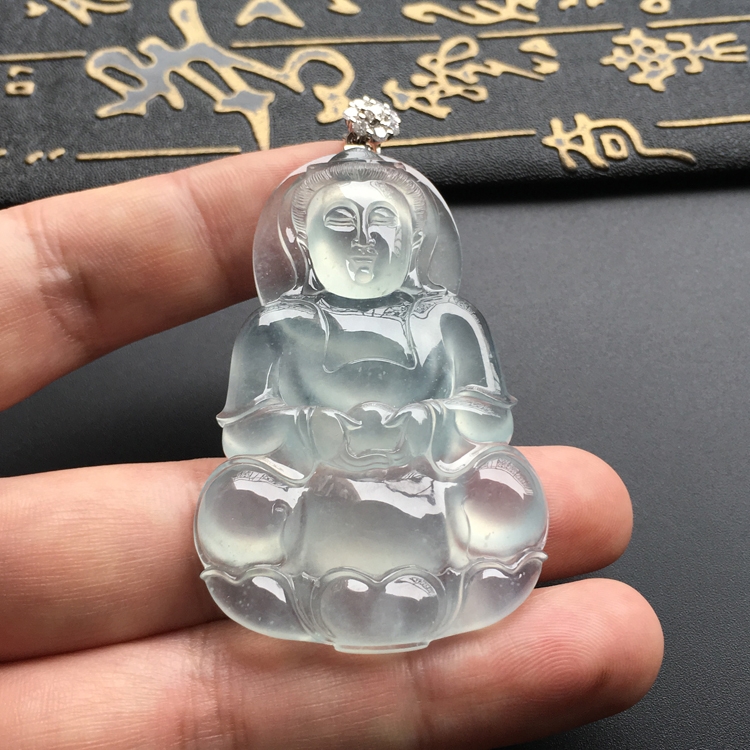 (超值推荐)冰玻种淡晴水观音挂件