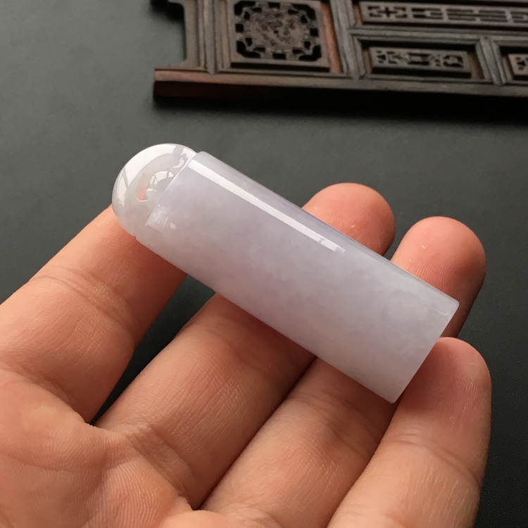 (超值推荐)糯冰种紫罗兰圆柱挂件(一对)