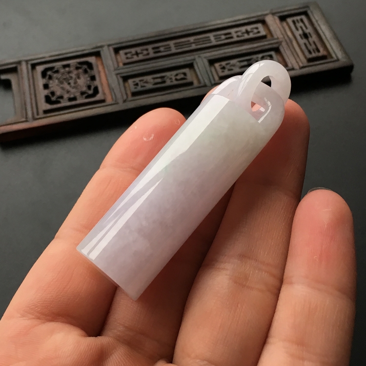 (超值推荐)糯冰种紫罗兰圆柱挂件(一对)