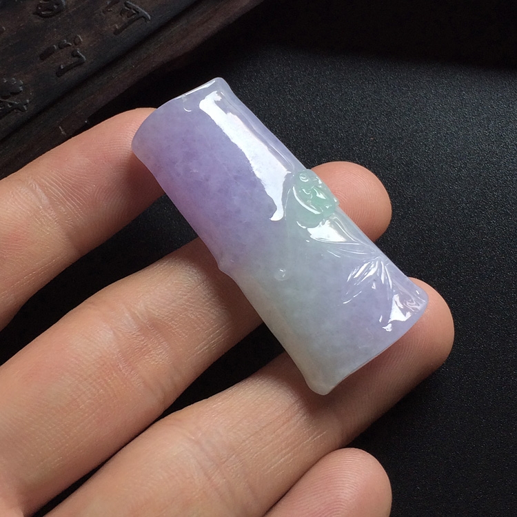 糯冰种紫罗兰节节高挂件