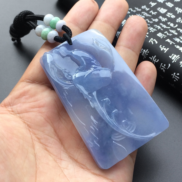(超值推荐)冰种紫罗兰心莲花开挂件