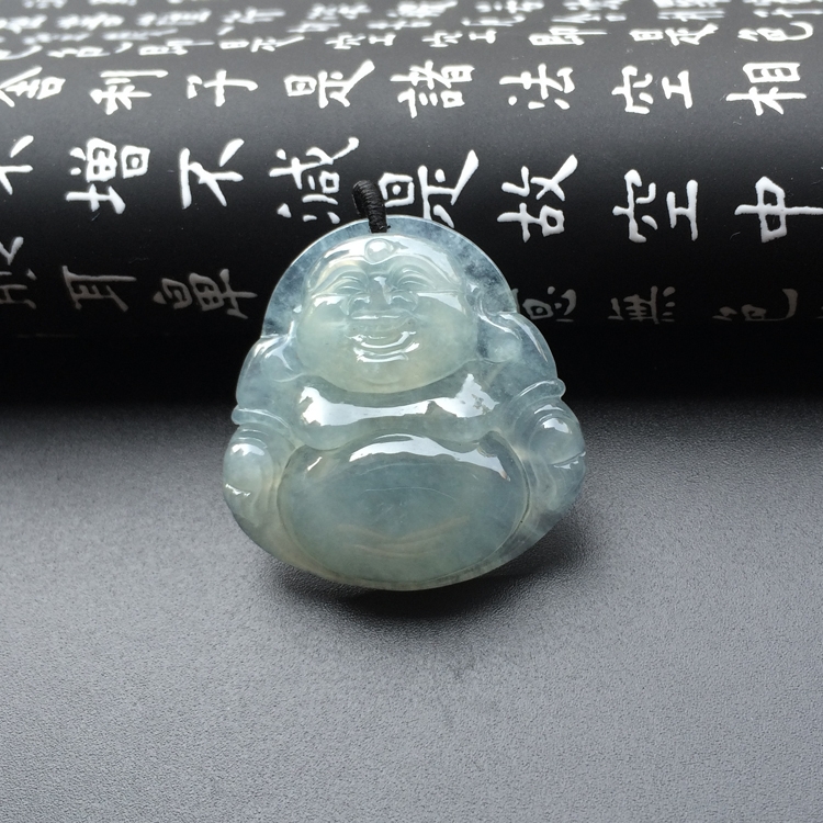 冰种淡晴水玉佛挂件