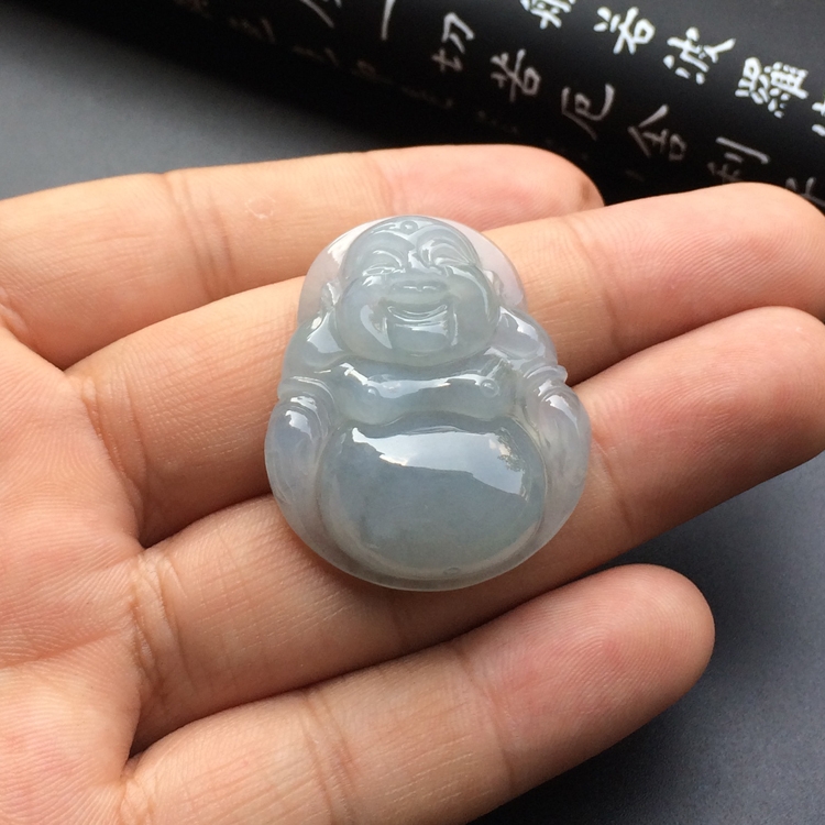 冰种淡晴水玉佛挂件