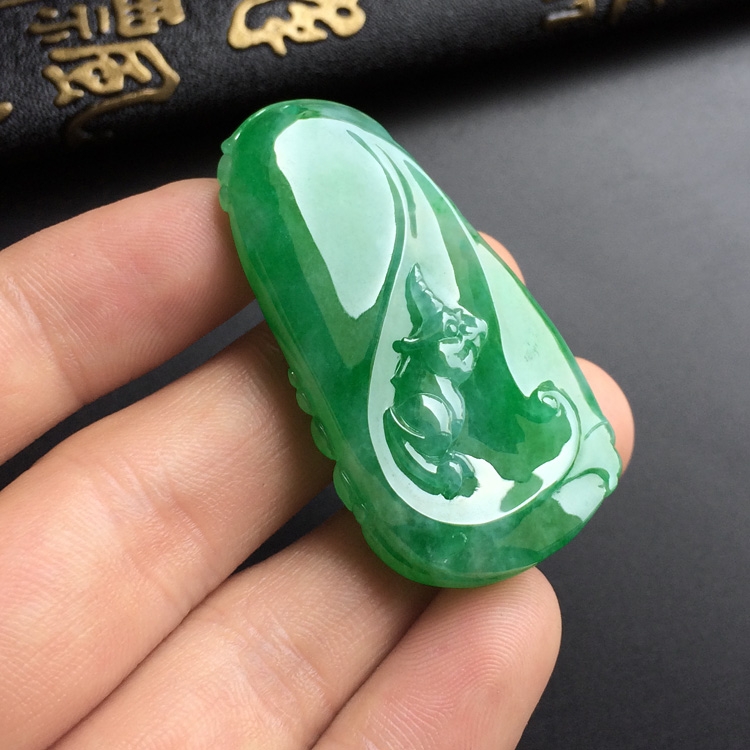 糯冰种绿晴水仿古凤挂件