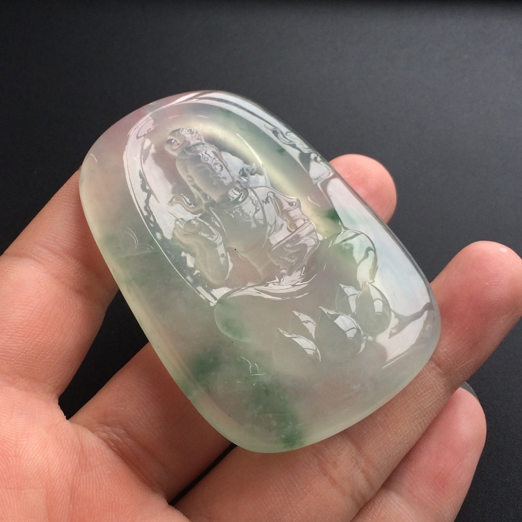 (超值推荐)冰种飘花观音挂件