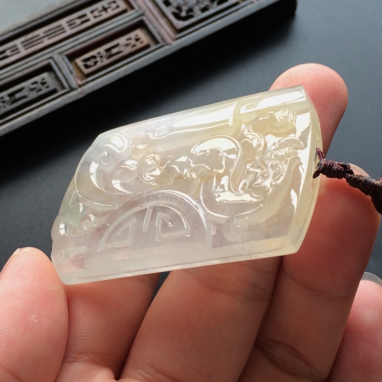 (超值推荐)冰种黄翡龙凤呈祥挂件