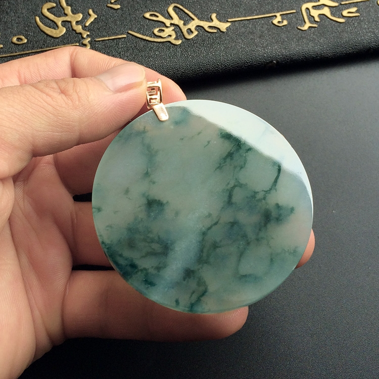 冰种飘花平安牌挂件