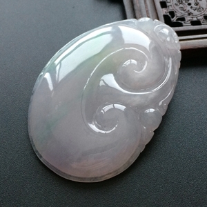 (超值推荐)糯冰种淡春带彩如意挂件