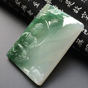 (超值推荐)糯冰种晴水阿弥陀佛挂件(高松峰大师作品)