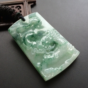 (超值推荐)糯冰种飘花龙腾四海挂件