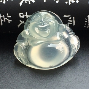 冰玻种淡晴水玉佛挂件
