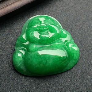 糯冰种阳绿玉佛挂件