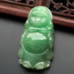 （超值推荐）糯冰种豆色站佛挂件