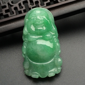 （超值推荐）糯冰种豆色站佛挂件