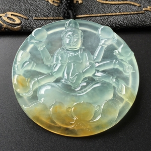 (超值推荐)冰种晴水黄翡千手观音挂件
