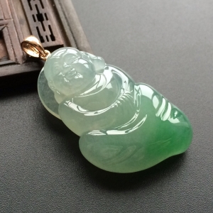 (超值推荐)冰种飘翠玉佛挂件
