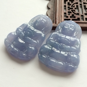 (超值推荐)糯冰种紫罗兰观音挂件(一对)