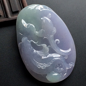糯冰种紫罗兰年年有余挂件