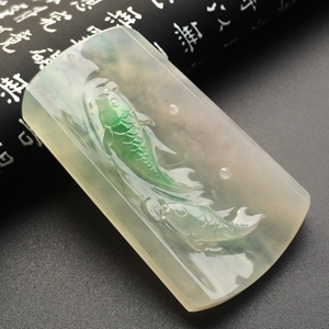 (超值推荐)冰种飘翠年年有余挂件