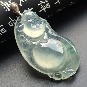 冰种飘花逍遥佛挂件