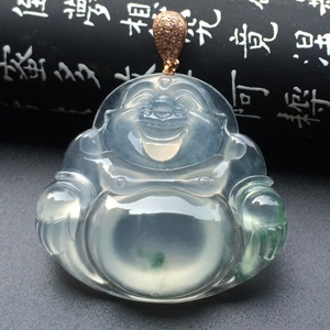 (超值推荐)冰玻种略飘花玉佛挂件