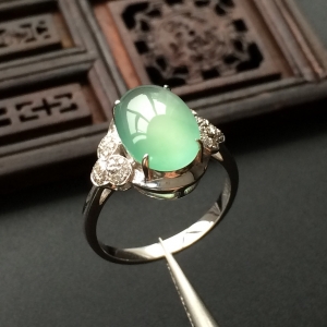 (超值推荐)冰种晴水镶白金钻石戒指