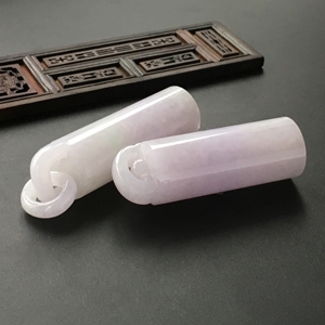 (超值推荐)糯冰种紫罗兰圆柱挂件(一对)