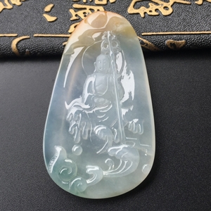 (超值推荐)冰种晴水褐黄翡地藏王挂件