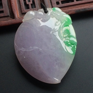 （超值推荐）糯冰种春带彩寿桃挂件