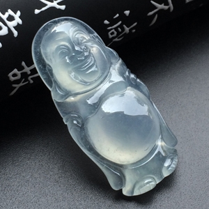 冰种淡晴水站佛挂件