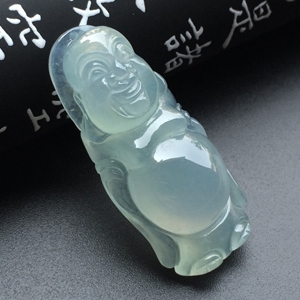 冰种淡晴水站佛挂件