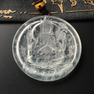 (超值推荐)玻璃种无色四臂观音坐像挂件
