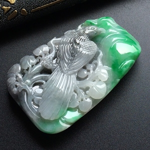 （超值推荐）糯冰种翠色/水墨色高瞻远瞩挂件