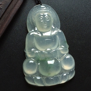冰种飘花观音挂件