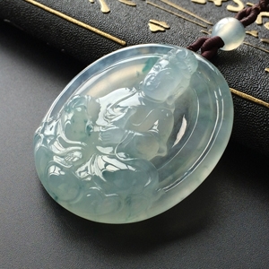 (超值推荐)冰种飘蓝花观音挂件