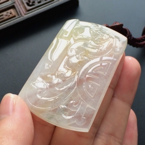 (超值推荐)冰种黄翡龙凤呈祥挂件