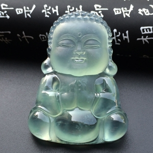 冰玻种晴水宝宝佛挂件