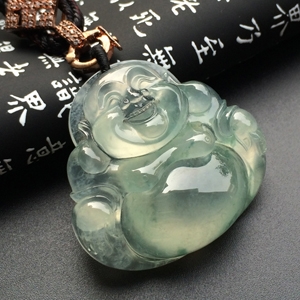 冰种飘花玉佛 挂件