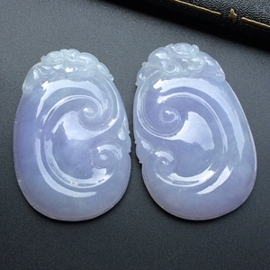 （超值推荐）糯冰种紫罗兰如意挂件一对